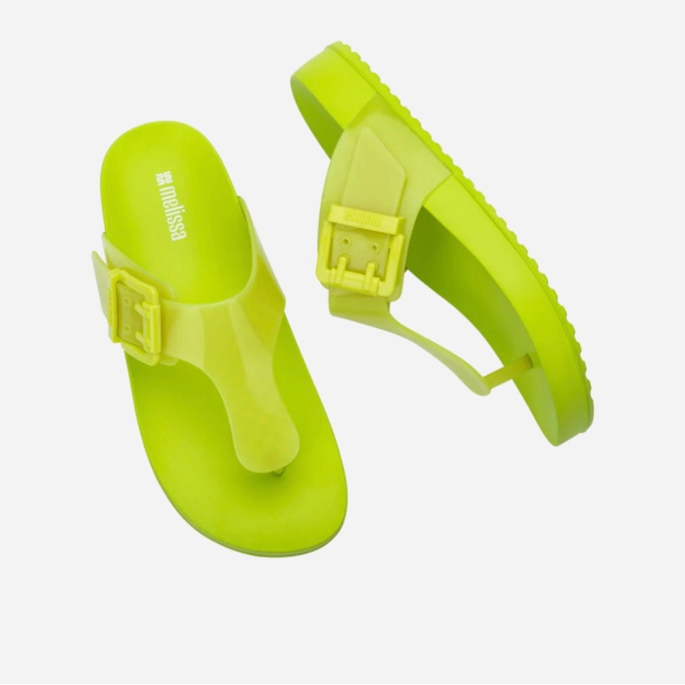Melissa Green Sandals with Glossy Finish and Molded Footbed US 10
